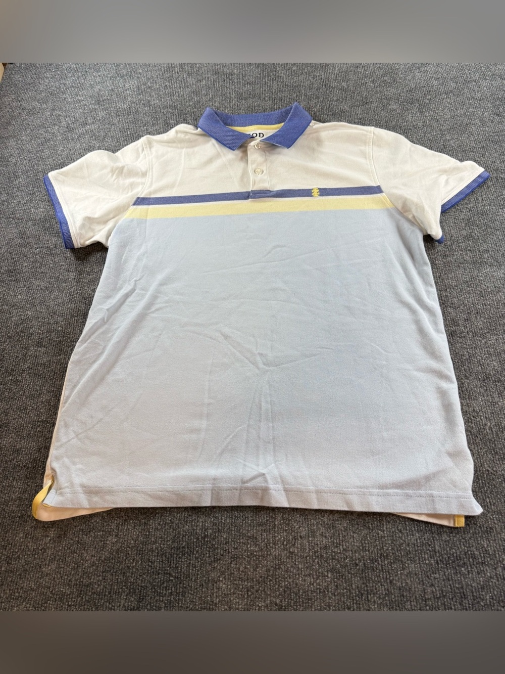 ✝️ Izod Size largeLight Blue and White Polo with Yellow and Blue Stripes